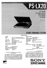 Load image into Gallery viewer, SONY PS-LX20 SERVICE MANUAL IN ENGLISH STEREO TURNTABLE SYSTEM
