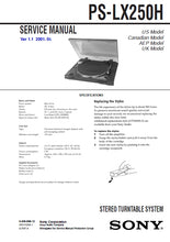 Load image into Gallery viewer, SONY PS-LX250H SERVICE MANUAL IN ENGLISH STEREO TURNTABLE SYSTEM
