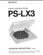 Load image into Gallery viewer, SONY PS-LX3 OPERATING INSTRUCTIONS ENGLISH STEREO TURNTABLE SYSTEM
