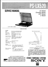 Load image into Gallery viewer, SONY PS-LX520 SERVICE MANUAL IN ENGLISH STEREO TURNTABLE SYSTEM
