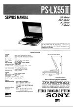Load image into Gallery viewer, SONY PS-LX55II SERVICE MANUAL IN ENGLISH STEREO TURNTABLE SYSTEM
