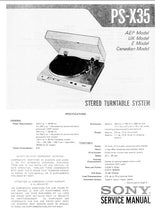 Load image into Gallery viewer, SONY PS-X35 SERVICE MANUAL IN ENGLISH STEREO TURNTABLE SYSTEM
