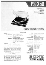 Load image into Gallery viewer, SONY PS-X50 SERVICE MANUAL IN ENGLISH STEREO TURNTABLE SYSTEM

