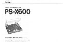 Load image into Gallery viewer, SONY PS-X600 OPERATING INSTRUCTIONS ENGLISH STEREO TURNTABLE SYSTEM
