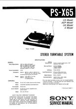 Load image into Gallery viewer, SONY PS-X65 SERVICE MANUAL IN ENGLISH STEREO TURNTABLE SYSTEM
