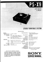 Load image into Gallery viewer, SONY PS-X9 SERVICE MANUAL IN ENGLISH STEREO TURNTABLE SYSTEM
