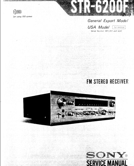 SONY STR-6200F SERVICE MANUAL IN ENGLISH FM STEREO RECEIVER