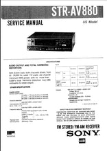 Load image into Gallery viewer, SONY STR-AV880 SERVICE MANUAL IN ENGLISH FM STEREO FM AM RECEIVER
