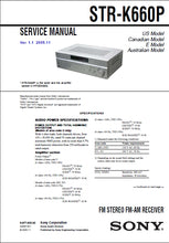 Load image into Gallery viewer, SONY STR-K660P SERVICE MANUAL IN ENGLISH FM STEREO FM AM RECEIVER
