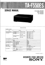 Load image into Gallery viewer, SONY TA-F550ES SERVICE MANUAL ENGLISH INTEGRATED STEREO AMPLIFIER
