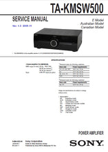 Load image into Gallery viewer, SONY TA-KMSW500 SERVICE MANUAL ENGLISH POWER AMPLIFIER
