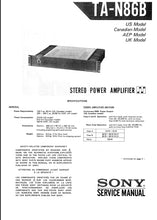Load image into Gallery viewer, SONY TA-N86B SERVICE MANUAL ENGLISH STEREO POWER AMPLIFIER

