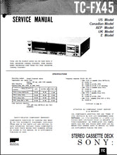 Load image into Gallery viewer, SONY TC-FX45 SERVICE MANUAL IN ENGLISH STEREO CASSETTE DECK
