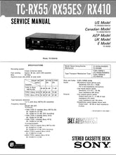 Load image into Gallery viewer, SONY TC-RX55 TC-RX55ES TC-RX410 SERVICE MANUAL IN ENGLISH STEREO CASSETTE DECK
