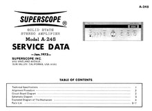 Load image into Gallery viewer, SUPERSCOPE A-245 STERO AMPLIFIER SERVICE DATA 8 PAGES ENG
