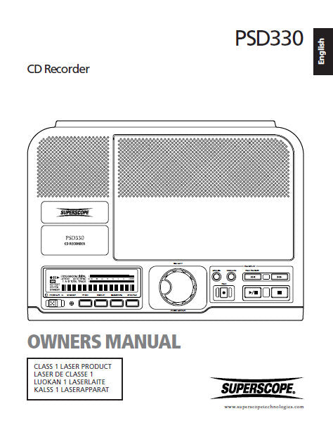 SUPERSCOPE PSD330 OWNERS MANUAL PORTABLE CD RECORDER