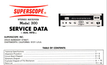 Load image into Gallery viewer, SUPERSCOPE R-300 SERVICE DATA AM FM STEREO RECEIVER
