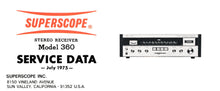 Load image into Gallery viewer, SUPERSCOPE R-360 SERVICE DATA AM FM STEREO RECEIVER
