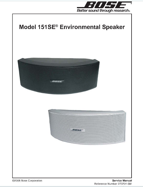 BOSE 151SE ENVIRONMENTAL SPEAKER SERVICE MANUAL INC CROSSOVER PCB SCHEM AND WIRING DIAGRAM 12 PAGES ENG