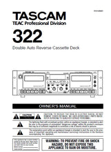 Load image into Gallery viewer, TASCAM 322 OWNER'S MANUAL IN ENGLISH DOUBLE AUTO REVERSE CASSETTE DECK
