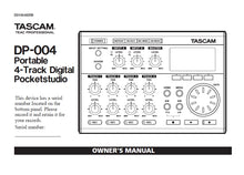 Load image into Gallery viewer, TASCAM DP-004 OWNER'S MANUAL IN ENGLISH PORTABLE 4 TRACK DIGITAL POCKETSTUDIO
