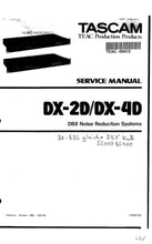 Load image into Gallery viewer, TASCAM DX-2D DX-4D SERVICE MANUAL IN ENGLISH DBX NOISE REDUCTION SYSTEMS
