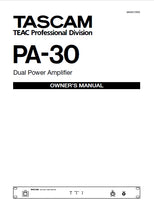 Load image into Gallery viewer, TASCAM PA-30 OWNER'S MANUAL IN ENGLISH DUAL POWER AMPLIFIER
