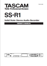 Load image into Gallery viewer, TASCAM SS-R1 OWNER'S MANUAL IN ENGLISH SOLID STATE STEREO AUDIO RECORDER
