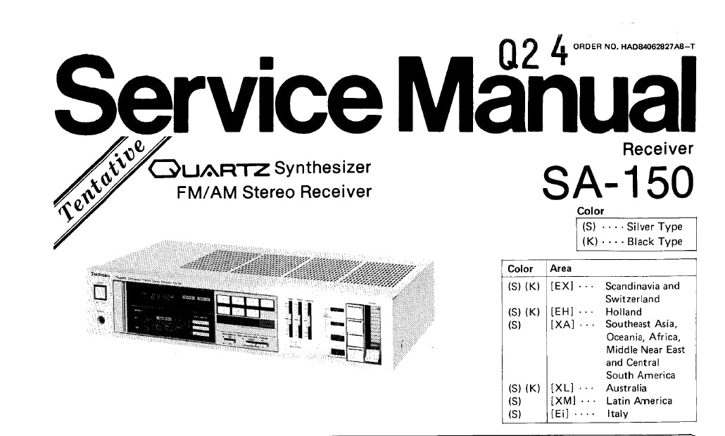 TECHNICS SA-150 SERVICE MANUAL IN ENGLISH QUARTZ SYNTHESIZER FM AM STEREO RECEIVER