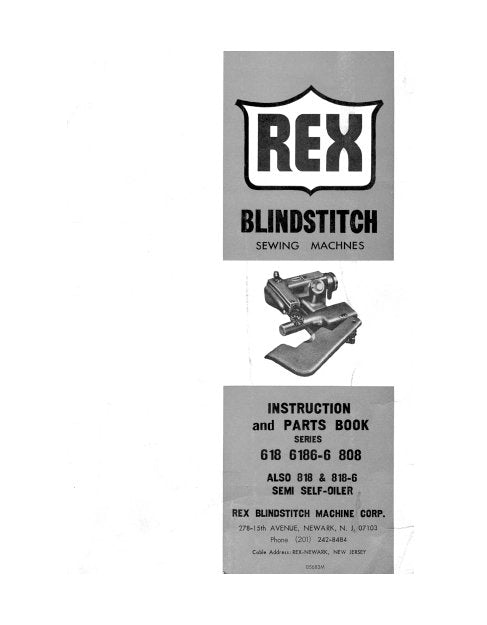 US BLINDSTITCH REX 618 618-6 808 INSTRUCTION MANUAL IN ENGLISH SEWING MACHINE