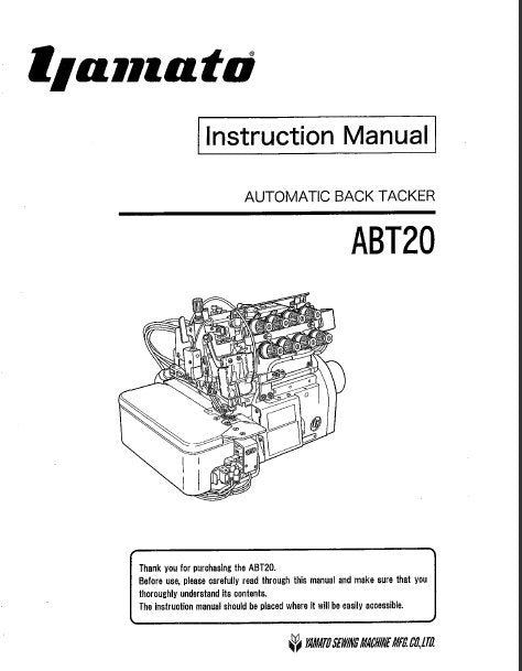 YAMATO ABT20 INSTRUCTION MANUAL BOOK IN ENGLISH AUTOMATIC BACK TRACKER SEWING MACHINE