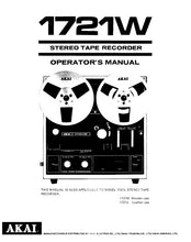 Load image into Gallery viewer, AKAI 1721W OPERATOR&#39;S MANUAL BOOK IN ENGLISH STEREO TAPE RECORDER
