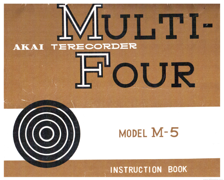 AKAI M-5 INSTRUCTION BOOK IN ENGLISH MULTI FOUR 4 TRACK STEREO TERECORDER