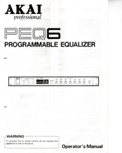 Load image into Gallery viewer, AKAI PEQ6 OPERATOR&#39;S MANUAL BOOK IN ENGLISH PROGRAMMABLE EQUALIZER
