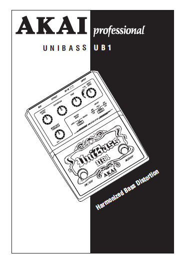 AKAI UNIBASS UB1 OPERATOR'S MANUAL BOOK IN ENGLISH HARMONIZED BASS DISTORTION