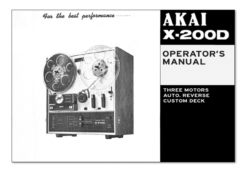 AKAI X-200D OPERATOR'S MANUAL BOOK IN ENGLISH STEREO TAPE DECK