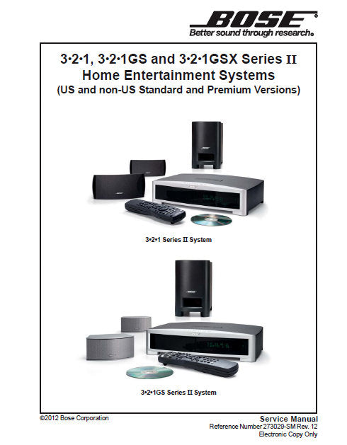 BOSE 3.2.1 3.2.1GS 3.2.1GSX SERIES II SERVICE MANUAL BOOK IN ENGLISH HOME ENTERTAINMENT SYSTEMS