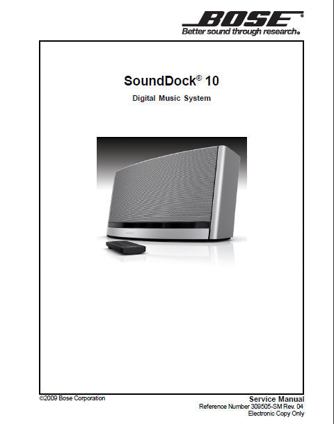 BOSE SOUNDDOCK 10 SERVICE MANUAL BOOK IN ENGLISH DIGITAL MUSIC SYSTEM