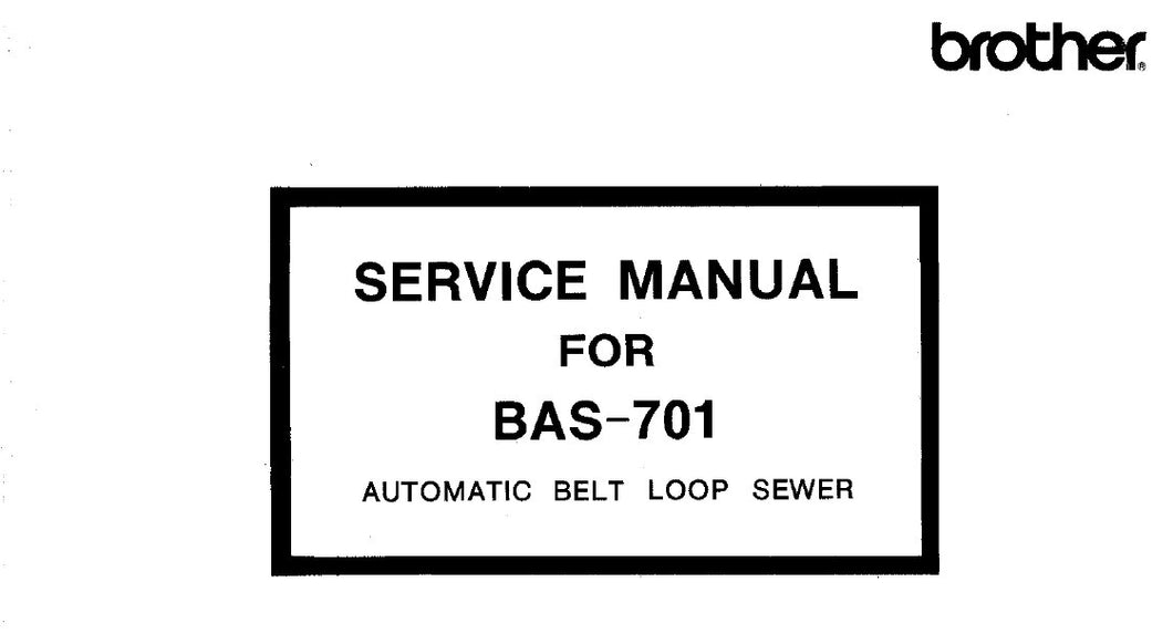 BROTHER BAS-701 SERVICE MANUAL BOOK IN ENGLISH SEWING MACHINE