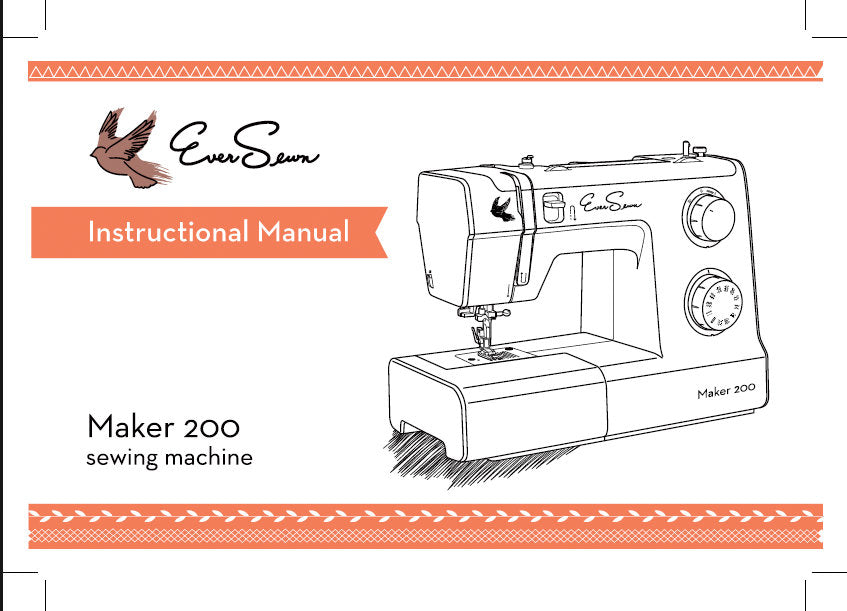 EVERSEWN MAKER 200 INSTRUCTION MANUAL BOOK IN ENGLISH SEWING MACHINE