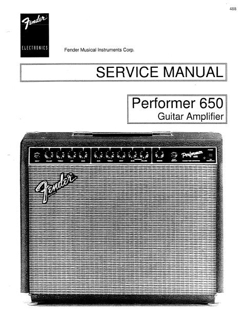 FENDER PERFORMER 650 SERVICE MANUAL BOOK IN ENGLISH GUITAR AMPLIFIER