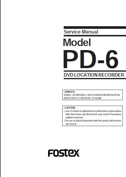 FOSTEX MODEL PD-6 SERVICE MANUAL BOOK IN ENGLISH DVD LOCATION RECORDER