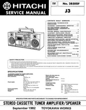 Load image into Gallery viewer, HITACHI J3 SERVICE MANUAL BOOK IN ENGLISH STEREO CASSETTE TUNER AMPLIFIER SPEAKER
