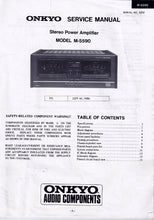 Load image into Gallery viewer, ONKYO M-5590 SERVICE MANUAL BOOK IN ENGLISH STEREO POWER AMPLIFIER
