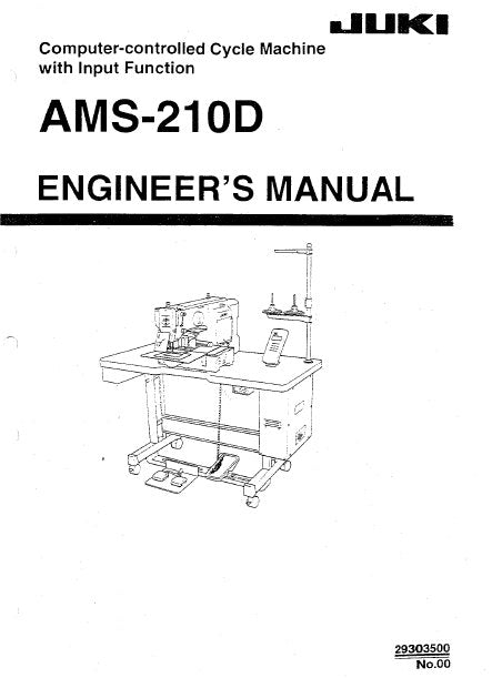 JUKI AMS-210D ENGINEERS MANUAL BOOK IN ENGLISH SEWING MACHINE