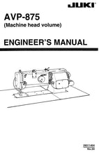 Load image into Gallery viewer, JUKI AVP-875 ENGINEERS MANUAL BOOK IN ENGLISH SEWING MACHINE
