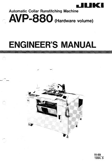 JUKI AVP-880 ENGINEERS MANUAL BOOK IN ENGLISH SEWING MACHINE
