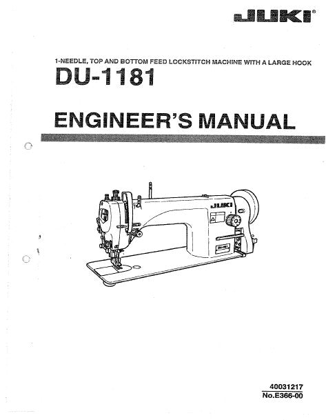JUKI DU-1181 ENGINEERS MANUAL BOOK IN ENGLISH SEWING MACHINE