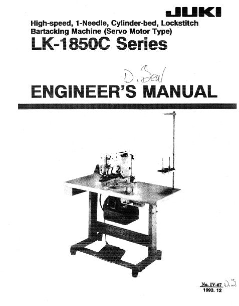 JUKI LK-1850C SERIES ENGINEERS MANUAL BOOK IN ENGLISH SEWING MACHINE