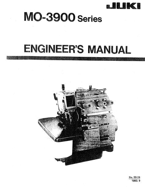 JUKI MO-3900 ENGINEERS MANUAL BOOK IN ENGLISH SEWING MACHINE